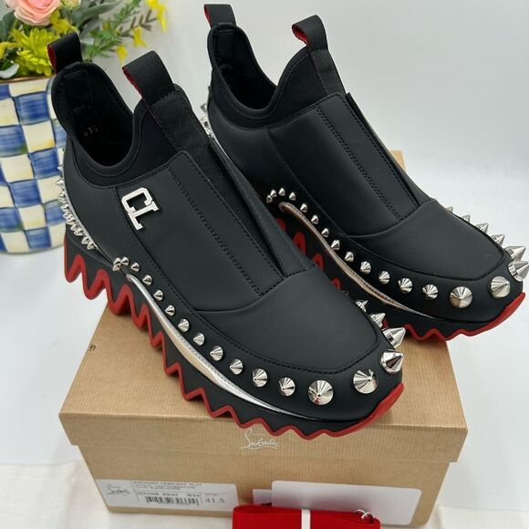 Women's Christian Louboutin khonshu marvel Crescent flat sneakers size 41.5 - Picture 1 of 9